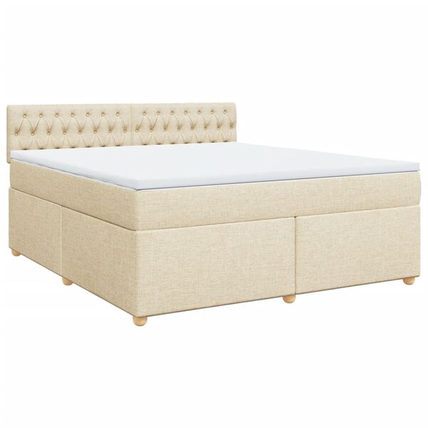 vidaXL Boxspringbett mit Matratze Creme 180x200 cm Stoff