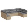 vidaXL 9-tlg. Garten-Sofagarnitur mit Kissen Beige Poly Rattan