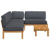 vidaXL Sofa Set mit Kissen Uni 4 pcs Anthrazit Massivholz Akazie