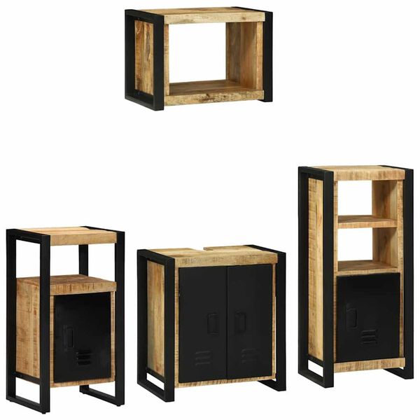 vidaXL Badezimmermöbel-Set 4 pcs Braun Massives upgecyceltes Holz