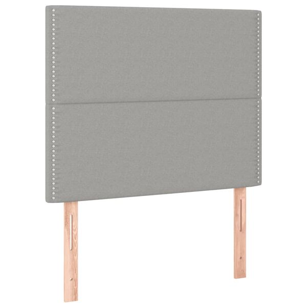 vidaXL LED Kopfteil Hellgrau 90x5x118/128 cm Stoff