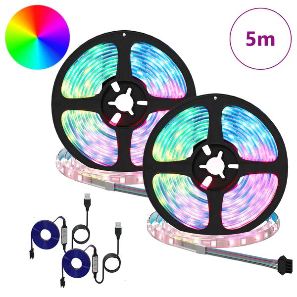 vidaXL LED Streifen 2 pcs Schwarz und Transparent 2500 mm