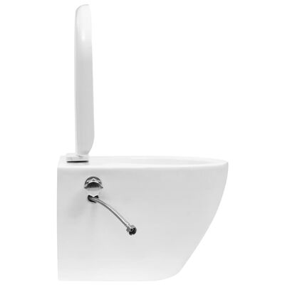 vidaXL Wand-WC ohne Spülrand mit Einbau-Spülkasten Keramik Weiß