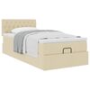 vidaXL Ottoman-Bett mit Matratze Creme 90x200 cm Stoff