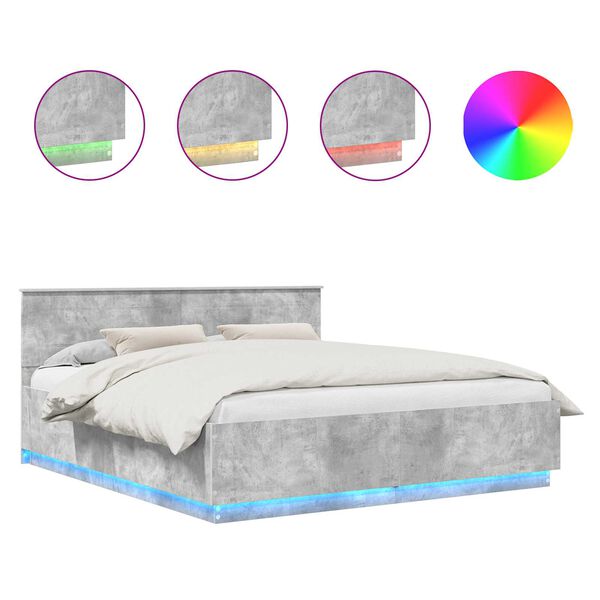 vidaXL Bettrahmen mit Kopfteil Beton Grau 200 x 200 cm Holzwerkstoff