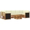 vidaXL Outdoor-Sofagarnitur 8 stk. Natur und Creme Massivholz Akazie