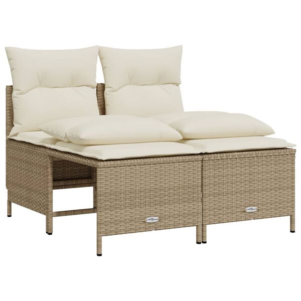 vidaXL 5-tlg. Garten-Sofagarnitur mit Kissen Beige Poly Rattan