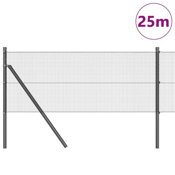 vidaXL Zaunpfosten Grau 25 x 0,4 m (12 x 12 mm Maschen) Stahl und PVC