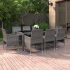 vidaXL 9-tlg. Garten-Essgruppe Poly Rattan Grau