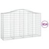 vidaXL Gabionen mit Hochbogen 14Stk. 200x50x120/140cm Verzinktes Eisen