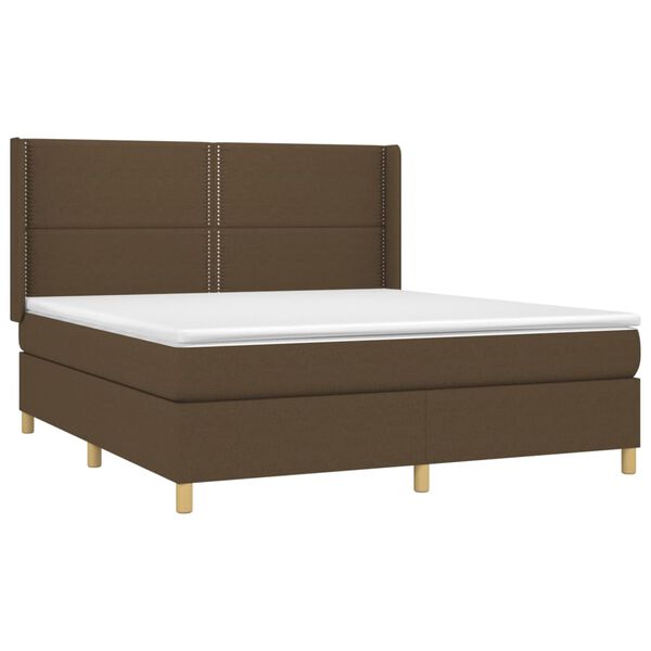 vidaXL Boxspringbett mit Matratze & LED Dunkelbraun 160x200 cm Stoff