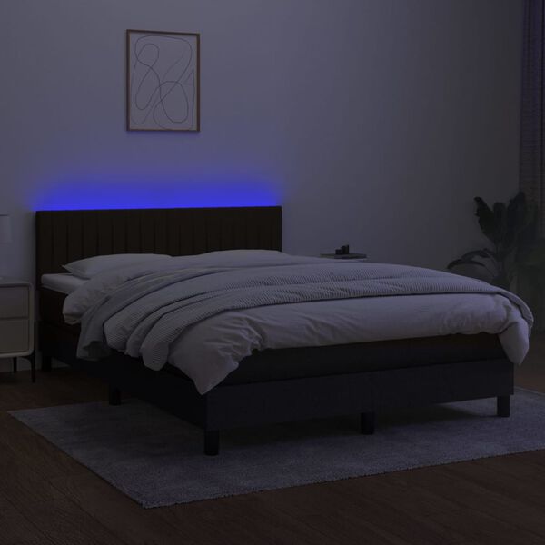 vidaXL Boxspringbett mit Matratze & LED Schwarz 140x190 cm Stoff