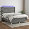vidaXL Boxspringbett mit Matratze & LED Dunkelgrau 140x190 cm Stoff