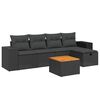vidaXL 6-tlg. Garten-Sofagarnitur mit Kissen Schwarz Poly Rattan