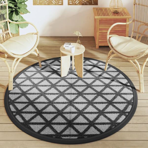 vidaXL Outdoor-Teppich ARAKIL Schwarz Ø160 cm PP