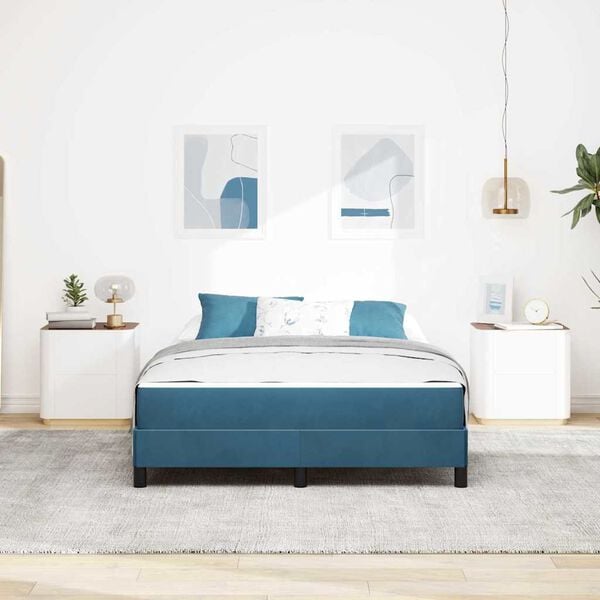 vidaXL Boxspringbett mit Matratze Dunkelblau 140 x 190 cm Stoff