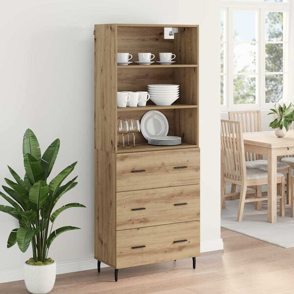 vidaXL Highboard mit Schubladen Artisan-Eiche 69,5 x 34 x 180 cm
