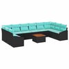 vidaXL Gartensofa-set mit Kissen 11 pcs Schwarz Poly-Rattan