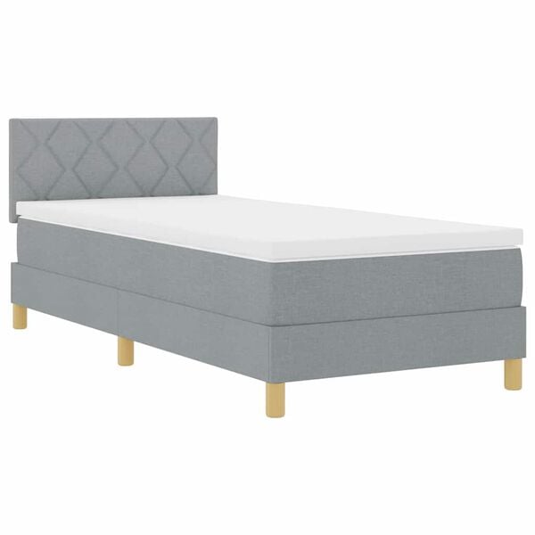 vidaXL Boxspringbett mit Matratze Hellgrau 90 x 190 cm Stoff
