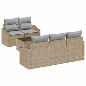 vidaXL Sofa Set mit Kissen 6 pcs Beige und Hellgrau Poly Rattan