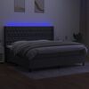 vidaXL Boxspringbett mit Matratze & LED Dunkelgrau 200x200 cm Stoff