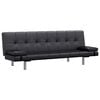 vidaXL Schlafsofa mit 2 Kissen Kunstleder Ausziehbar Schwarz