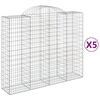 vidaXL Gabionen mit Hochbogen 5 Stk. 200x50x160/180cm Verzinktes Eisen
