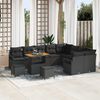 vidaXL Garten-Sofa-Set mit Kissen 12 pcs Schwarz Poly Rattan
