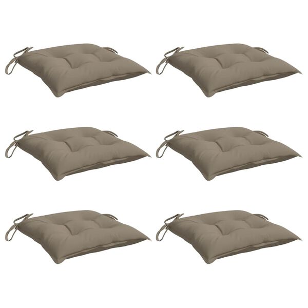 vidaXL Stuhlkissen 6 Stk. Taupe 40x40x7 cm Oxford-Gewebe