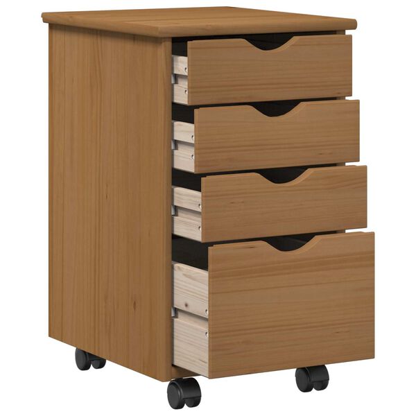 vidaXL Rollschrank Mit Rad MOSS Honigbraun 34 x 39 x 56 cm