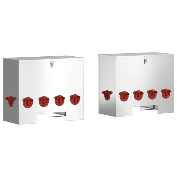 vidaXL H&uuml;hnerf&uuml;tterer 2 pcs Silber 60,5 x 29 x 51 cm Verzinkter Stahl