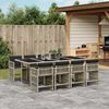 vidaXL 9-tlg. Garten-Essgruppe mit Kissen Hellgrau Poly Rattan