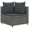 vidaXL 9-tlg. Garten-Sofagarnitur mit Kissen Grau Poly Rattan