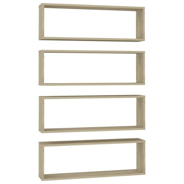 vidaXL W&uuml;rfelregale 4 Stk. Sonoma-Eiche 80x15x26,5 cm Holzwerkstoff
