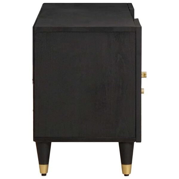 vidaXL TV-Schränk mit Regal Schwarz 105 x 33 x 46 cm Massivholz Mango