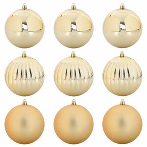 vidaXL Weihnachtskugelset XL 9 pcs Gold Kunststoff