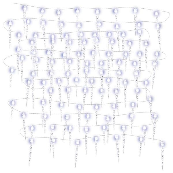 vidaXL Weihnachts-Eiszapfen-Licht 200 LEDs Kaltwei&szlig; 20 m Acryl PVC
