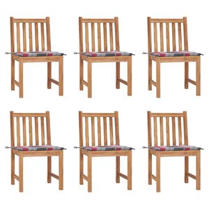 vidaXL Gartenst&uuml;hle 6 Stk. mit Kissen Massivholz Teak