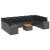 vidaXL 11-tlg. Garten-Sofagarnitur mit Kissen Schwarz Poly Rattan