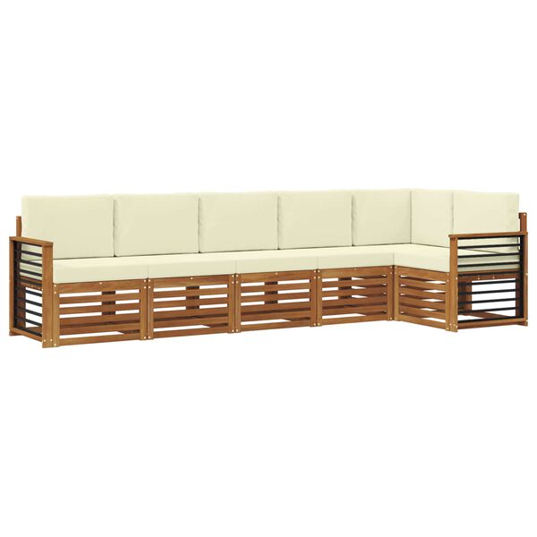 vidaXL Sofagarnituren 6 pcs Natur und Creme Massivholz Akazie