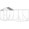 vidaXL Outdoor-Hundezwinger mit Dach Silbern 4x4x2,5m Verzinkter Stahl