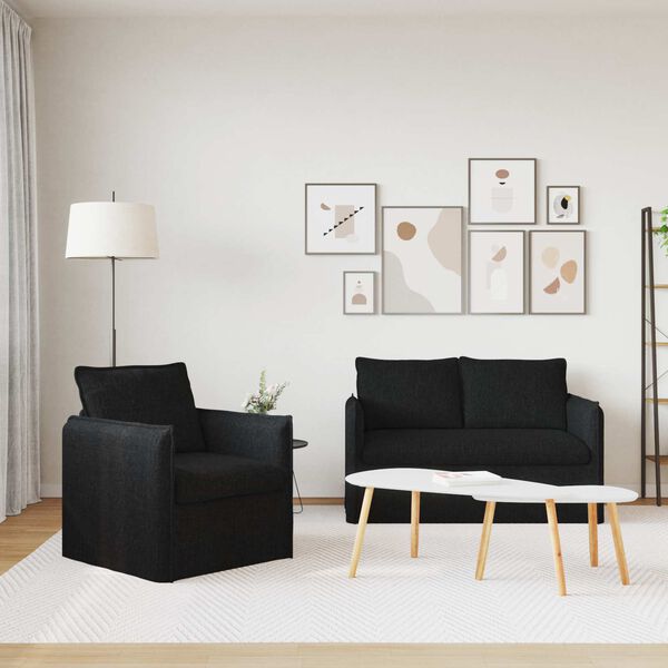 vidaXL Sofa Set 2 pcs Schwarz 196 x 82 x 85 cm Stoff