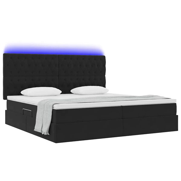 vidaXL Bett mit Stauraum und LED mit LED Schwarz 200 x 200 cm Samt