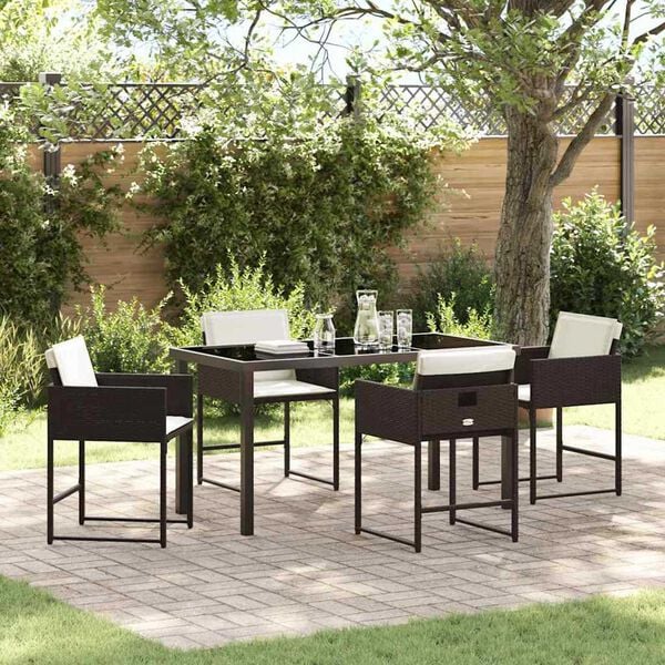 vidaXL Garten Essgruppe 5 pcs Braun Poly-Rattan