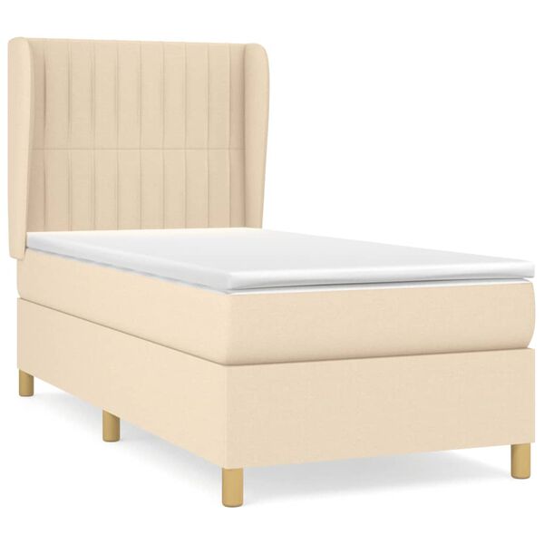 vidaXL Boxspringbett mit Matratze Creme 80x200 cm Stoff