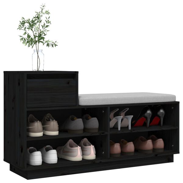 vidaXL Schuhregal Schwarz 110x34x61 cm Massivholz Kiefer