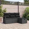 vidaXL Garten-Sofa-Set mit Kissen 4 pcs Schwarz Poly Rattan