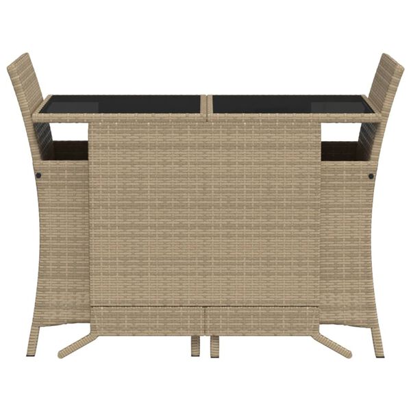 vidaXL 3-tlg. Bistro-Set mit Kissen Beigemischung Poly Rattan