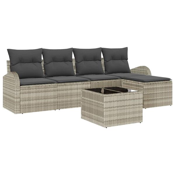 vidaXL Gartensofa-set 6 pcs Hellgrau Poly-Rattan