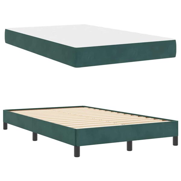 vidaXL Boxspringbett mit Matratze Dunkelgr&uuml;n 120 x 220 cm Stoff
